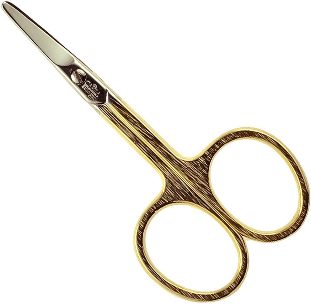 CS01 Safety Tip Baby Nail Scissors for Manicure and Pedicure, Hypoallergenic Gold Grooming Scissors for Toddler Nail Care, Made of Stainless Steel in Solingen, Germany