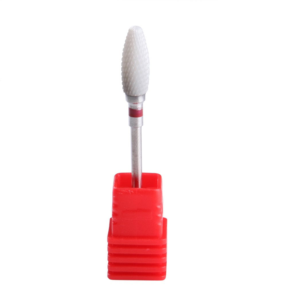 MZCMSL Fine Ceramic Cone Nail Bit, Portable Electric Manicure Drill for Acrylic White Head, 6 x 14.5 mm
