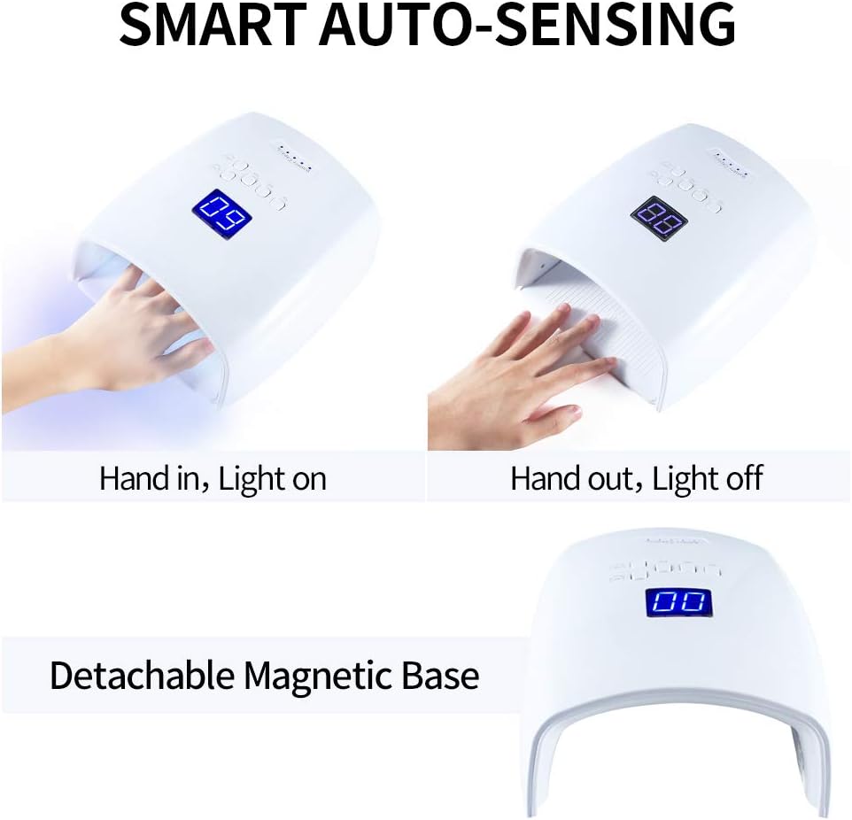 Rechargeable UV LED Nail Lamp, Professional Cordless UV Light for Nails Nail Lamp Machine with Automatic Sensor, 5 Timer Setting Fast Nail Light Curing Lamp for Salon & Home