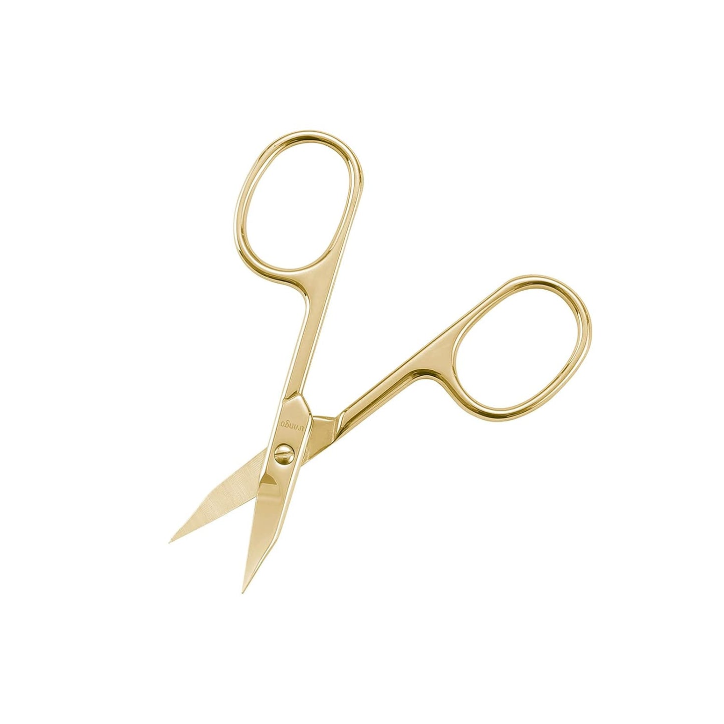 LIVINGO Sharp Curved Nail Cuticle Scissors, Premium Stainless Steel Blade for Manicure Pedicure Fingernail Toenail Beauty Grooming Cutter with Case, 3.5" Gold