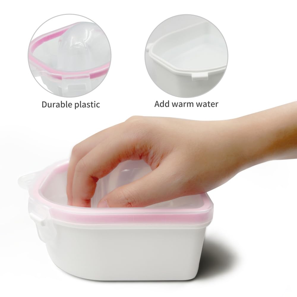 IVON 2pcs Nail Soaking Bowl & 3pcs Cuticle Pusher, Soak Off Gel Polish Remover Manicure Bowl and Rubble Tip Cuticle Pusher