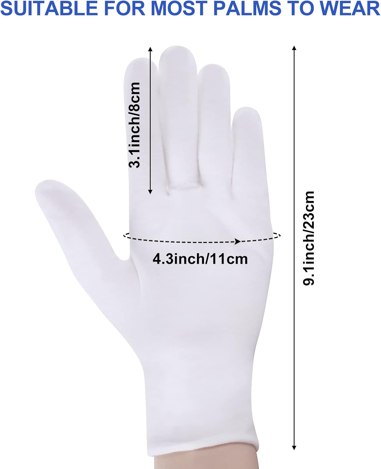 12 Pairs of White Cotton Gloves-Breathable and Comfortable Eczema Gloves, Moisturizing Spa Gloves，Jewelry Inspection Gloves，Suitable for Housework, Driving, Archives, Artwork Processing