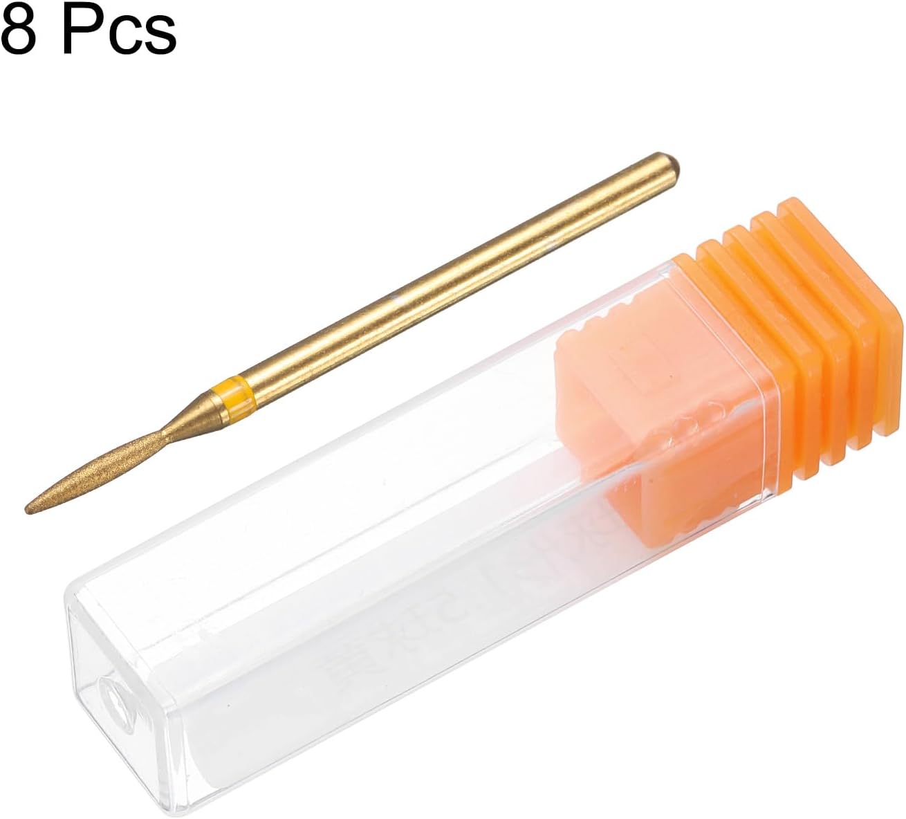 HARFINGTON 8pcs 325-400 Grits Diamond Grinding Bit 1.6mm Oval Head 2.35mm Shank 8mm Length Titanium Plated Stone Sanding Drill Bits Rotary Tool for Nails Grinding Polishing