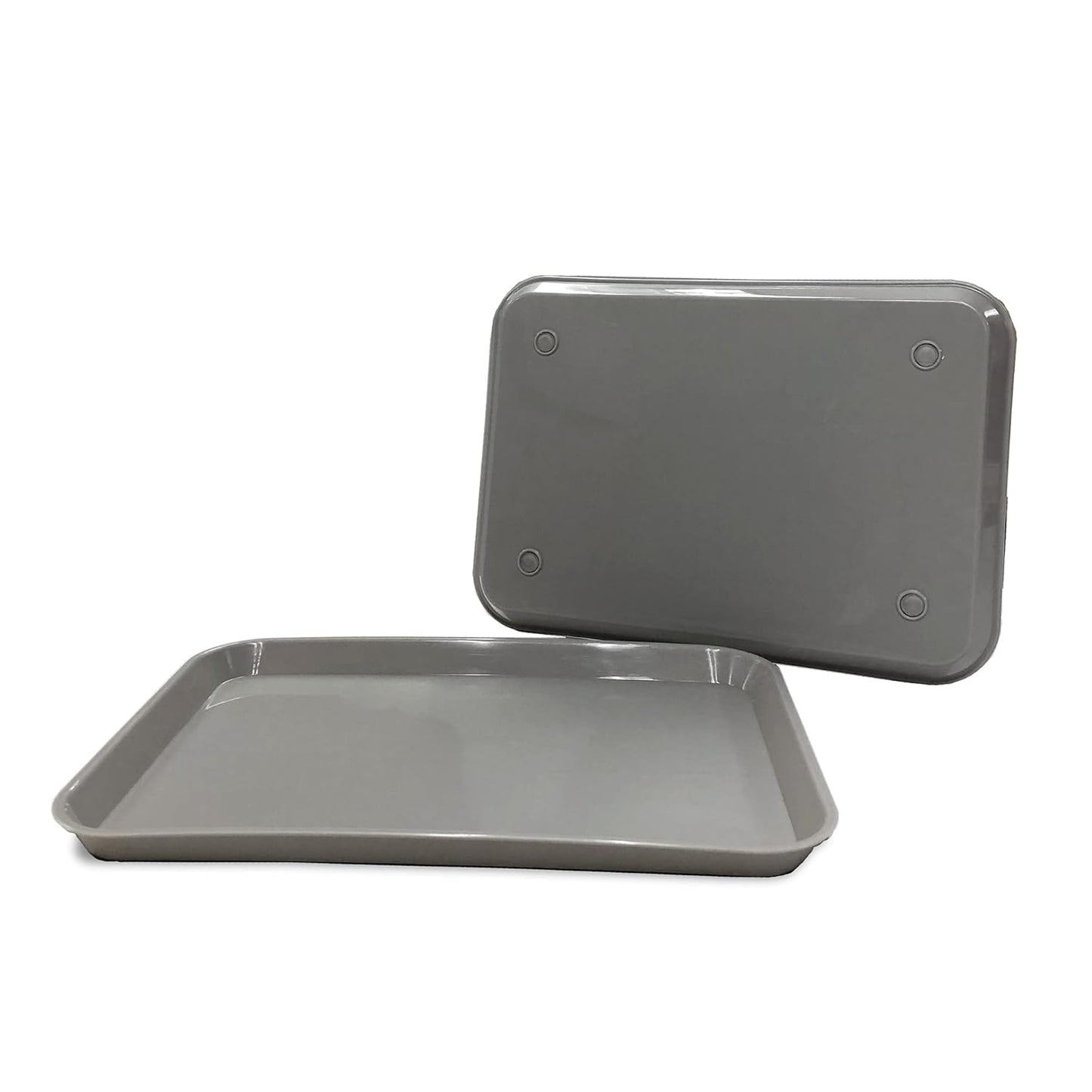 12 Gray Dental Autoclavable Plastic Instrument Set Up Flat Trays (13.25 Inches x 9.75 Inches, Size B) by PlastCare USA