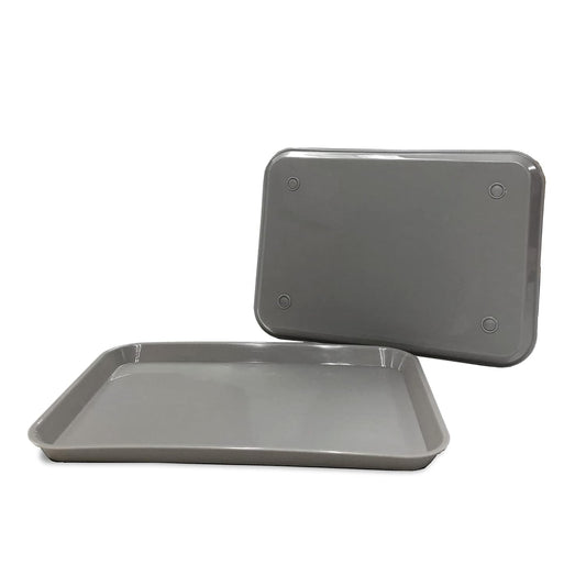 Gray Dental Autoclavable Plastic Instrument Set Up Flat Tray (13.25 Inches x 9.75 Inches, Size B) by PlastCare USA