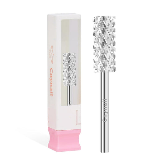 3/32" 5.35MM Small Barrel Flat Top Bit Tungsten Carbide Nail Drill Bit Safety Bit for Gel & Acrylic Removal, 2-Way Rotating Efile Tip, Salon Electric File Accessory (4XC Grit, Silver)