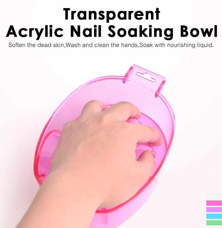 Nail Spa Soak Bowl Gel Polishing Remover Manicure Soaking Bowl Clear Acrylic Nail Soak Bowl Warm Water Bowl Hand Bowl With Handle Hand Care Tools, Rose Red