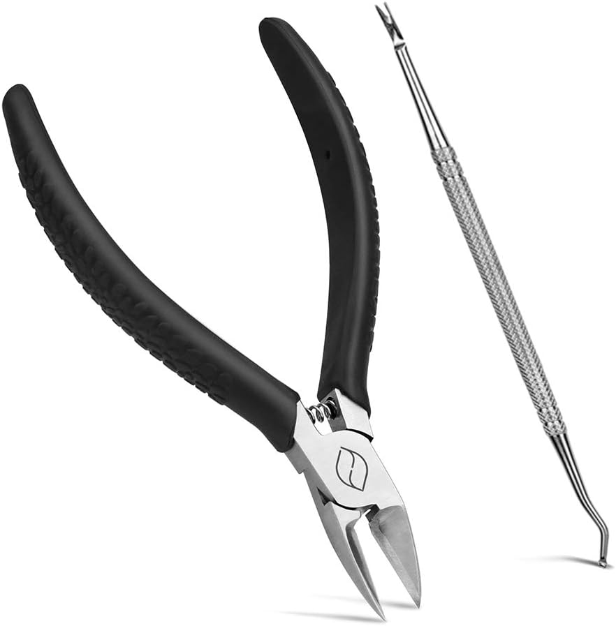 FERYES Straight Blade Toenail Clippers with Toenail Lifter and Fork - Toe Nail Clipper for Thick Toenails - 2 in 1 Ingrown Toenail Tools Kit