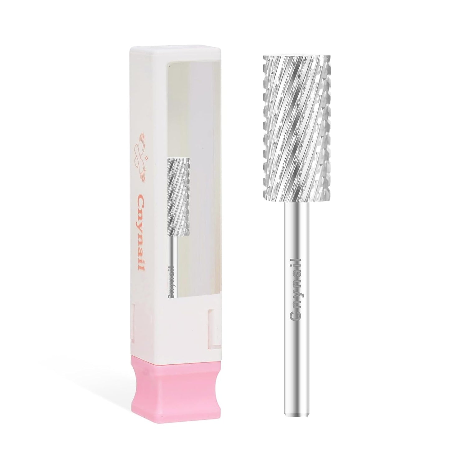 3/32" Large Barrel Bit Tungsten Carbide Nail Drill Bit Safety Bit for Gel & Acrylic Removal, 2- Way Rotating Efile Tip, Salon Electric File Accessory (XC Girt, Silver)