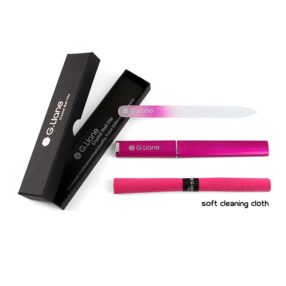 Crystal Nail File Set–Professional Nail File Manicure Pedicure Kit for Natural Nails Acrylic Nails Gels Nails Manicure Tools for Home and Salon(Rainbow Pink)