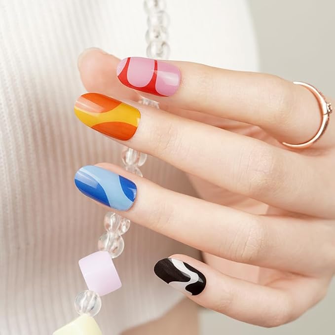 Semi Cured Gel Nail Strips with 30 Pieces - Salon Quality Manicure Kit for Women Easy Application Wraps Includes Prep Pads Nail File Wooden Stick, UV Light Required (M Tropidelic)