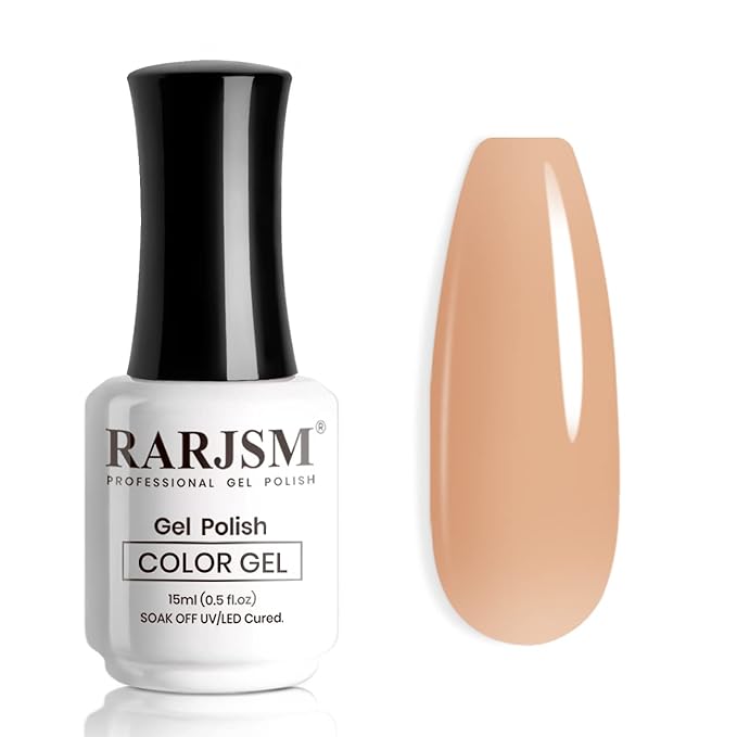 RARJSM Nude Brown Gel Nail Polish LED UV Gel Soak Off Clear Brown Skin Tone Taffy Color French Manicure Jelly Nail GelPolish Varnish Curing Requires 1pcs 15ml for Home Salon Nail Art DIY