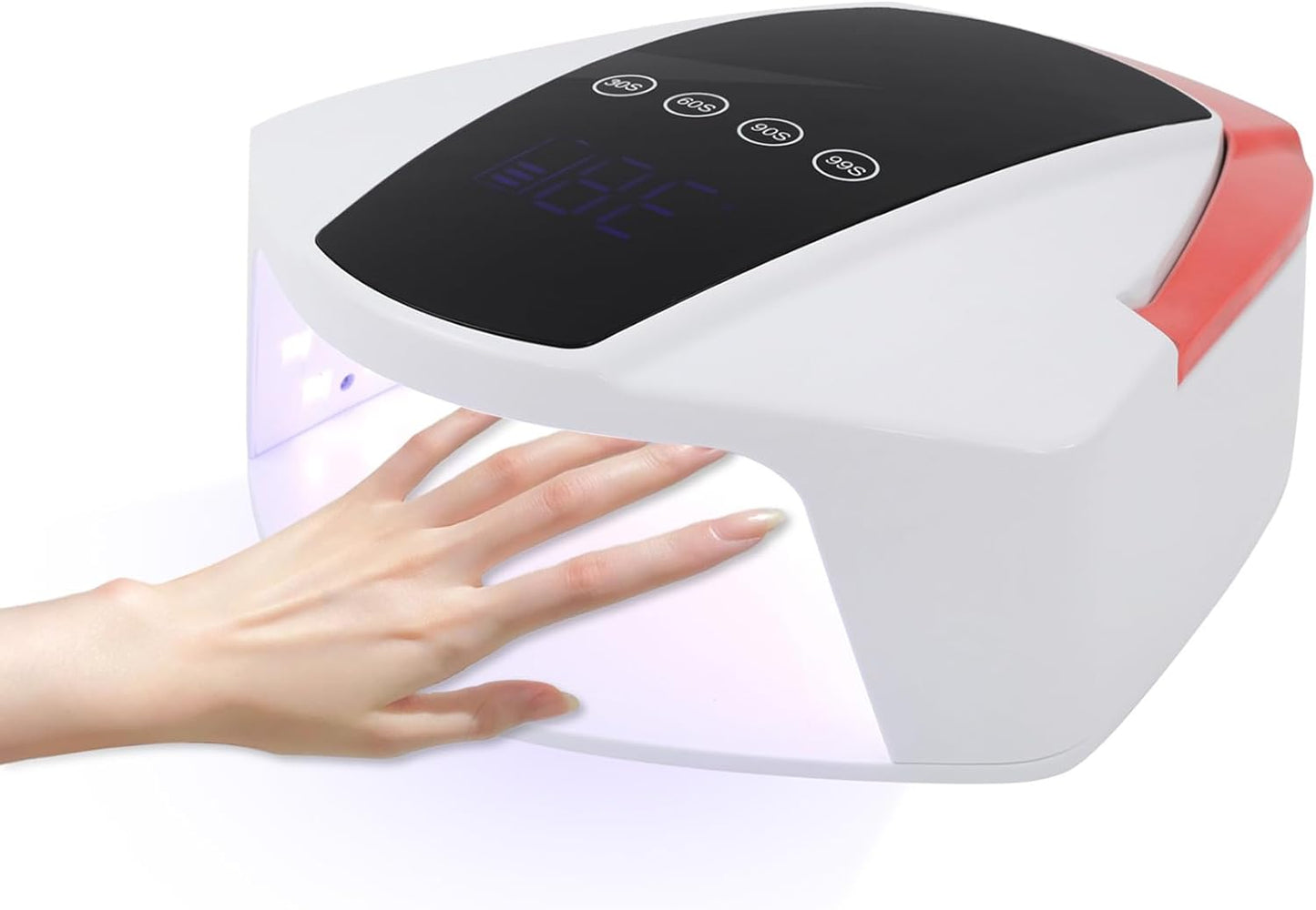Cordless Nail Lamp with 4 Timers & Portable Handle LCD Display Professional Quick Dry Gel Polish Curing Lamp 96W Rechargeable Light Cures All Gels 48 Beads for Salon, Home