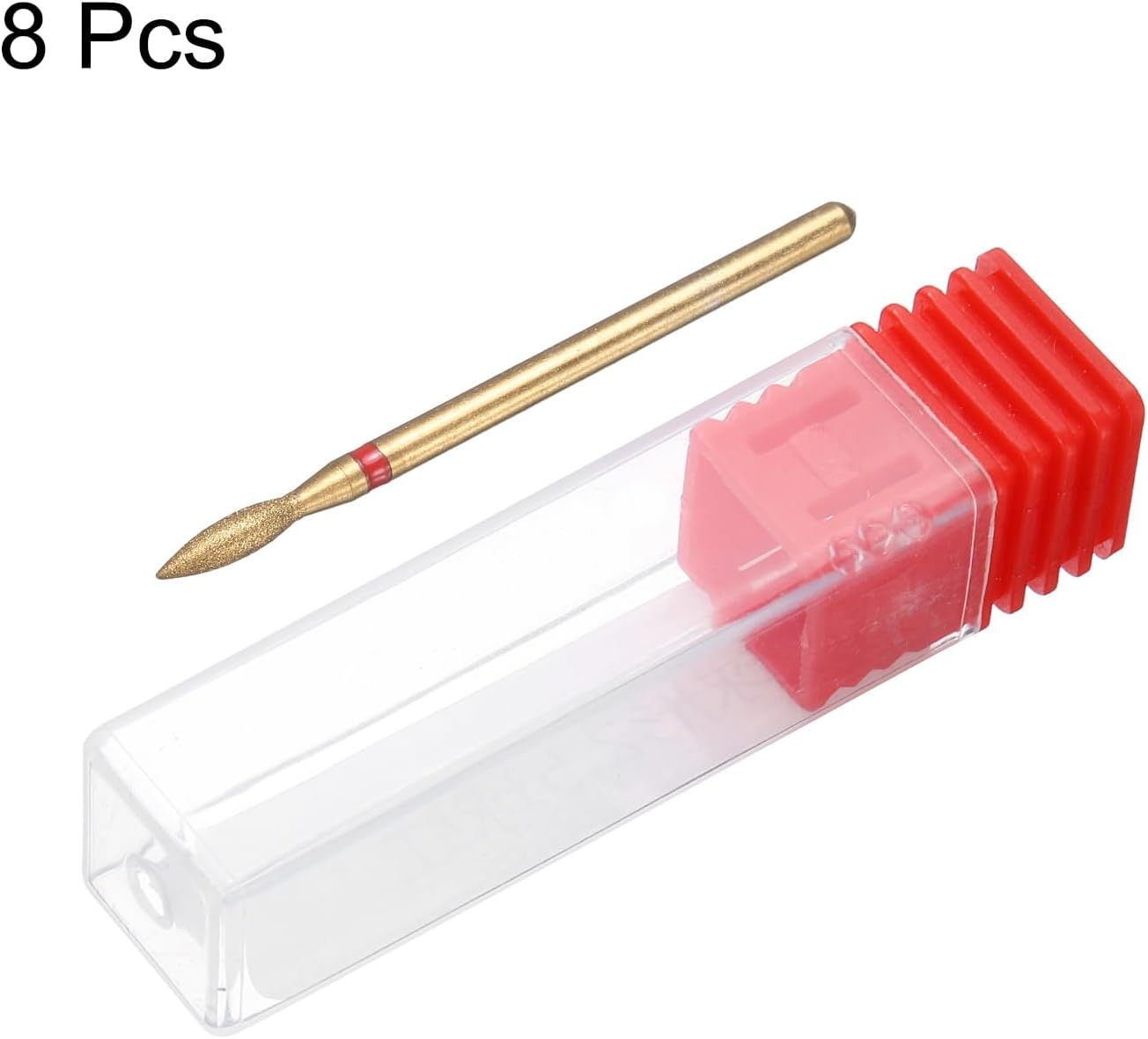 HARFINGTON 8pcs 200-230 Grits Diamond Grinding Bit 2.3mm Oval Head 2.35mm Shank 8mm Length Titanium Plated Stone Sanding Drill Bits Rotary Tool for Nails Grinding Polishing