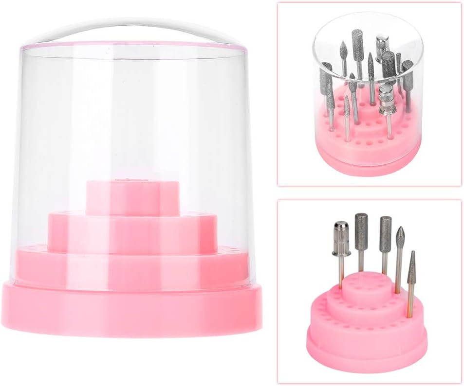 FILFEEL Nail Drill Bit Holder, 48 Holes Stand Display Organizer Box with Plastic Nail Art Accessories()