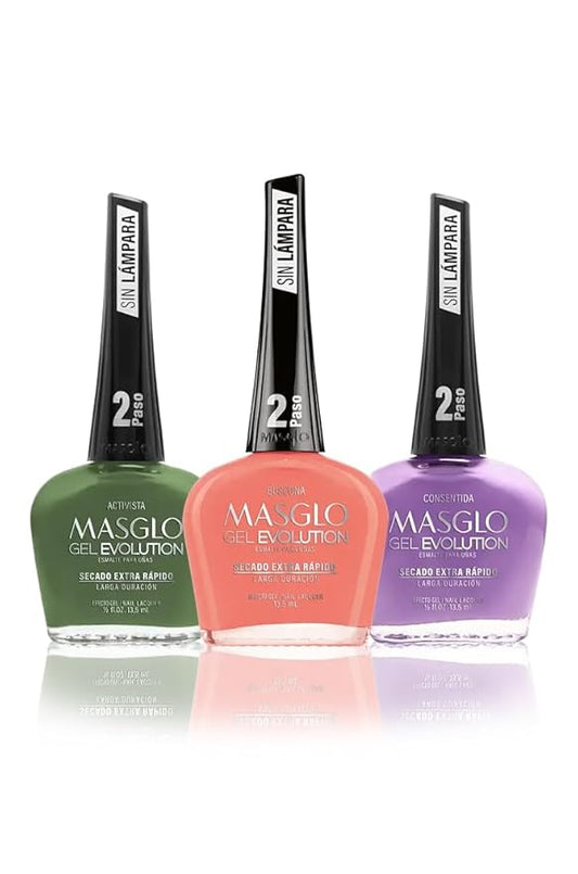 MASGLO Gel Evolution Nail Polish Super Bowl Set 3 PCs Shades of Differents Color - No U/V Lamp, Duration Up to 12 days