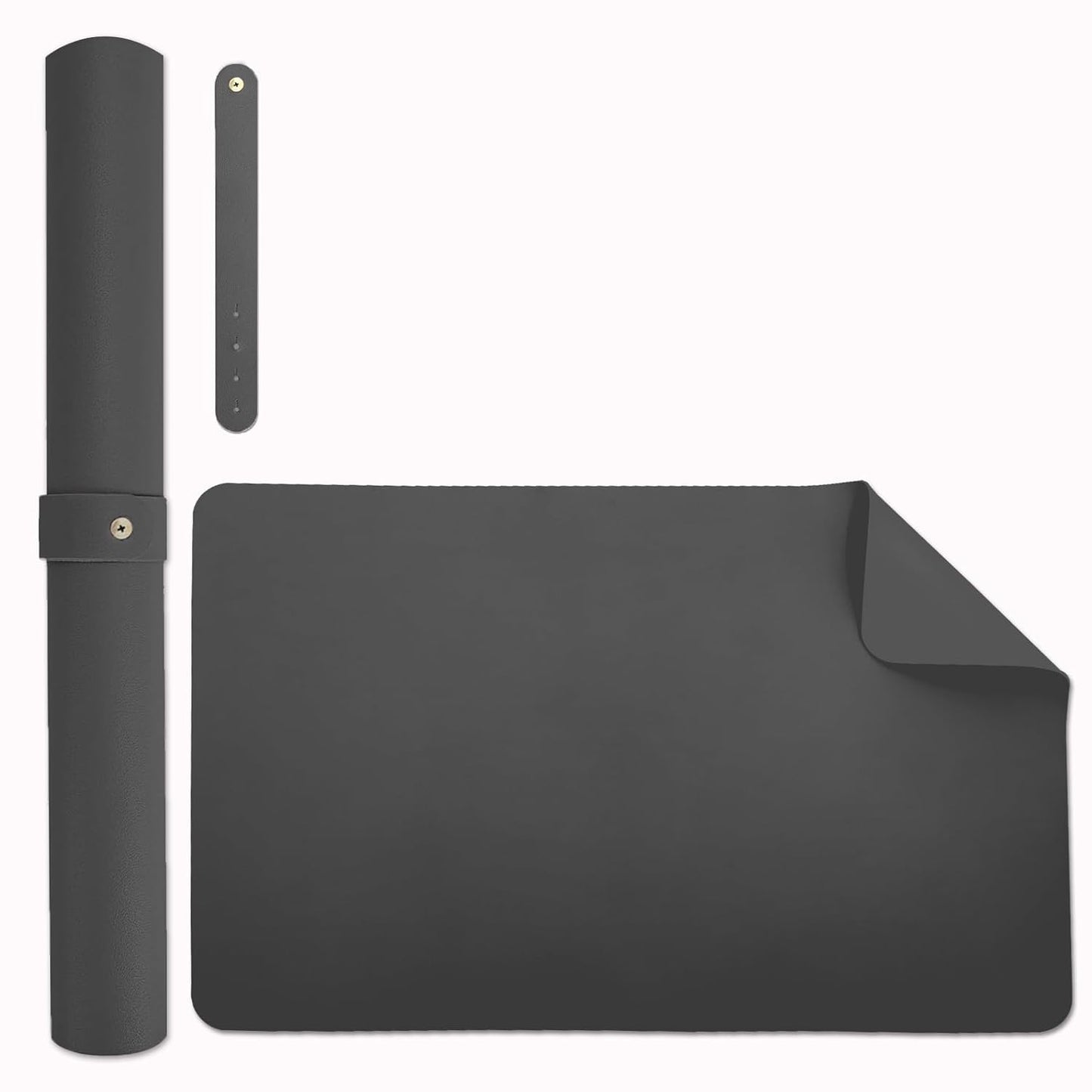 Double-sided Nail Table Mat for Nail tech - Soft Microfiber PU Leather Nail Desk Mat - Foldable Nail Art Table Mat Acetone Resistant for Nails Salon Home (Black) (Mat Only)
