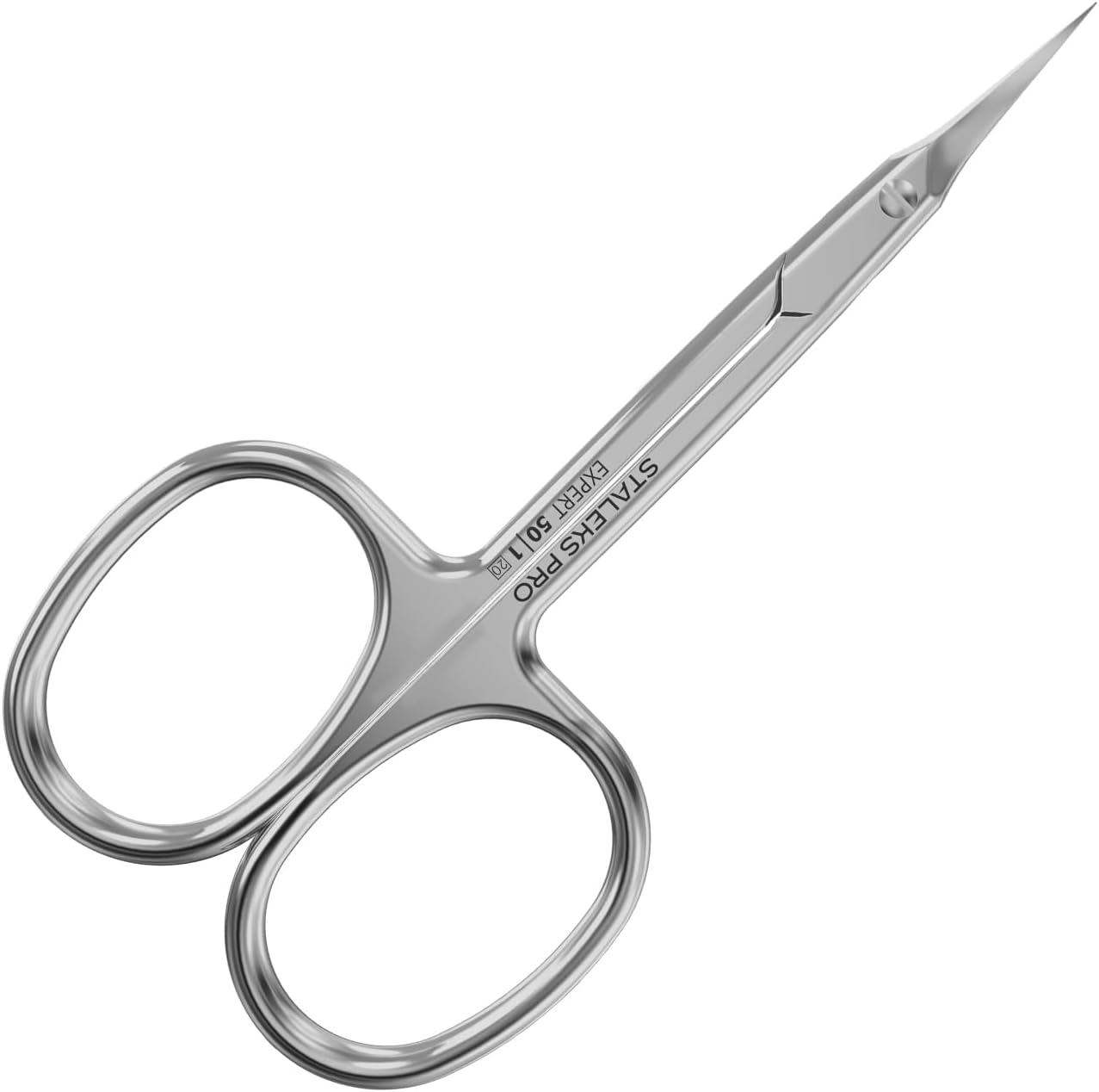 Staleks Pro Professional Cuticle Scissors Expert 50 Type 1 – Sharp Manicure Scissors – Thin Blades – High-Alloy Stainless Steel – Ergonomic Grip – Corrosion Resistant