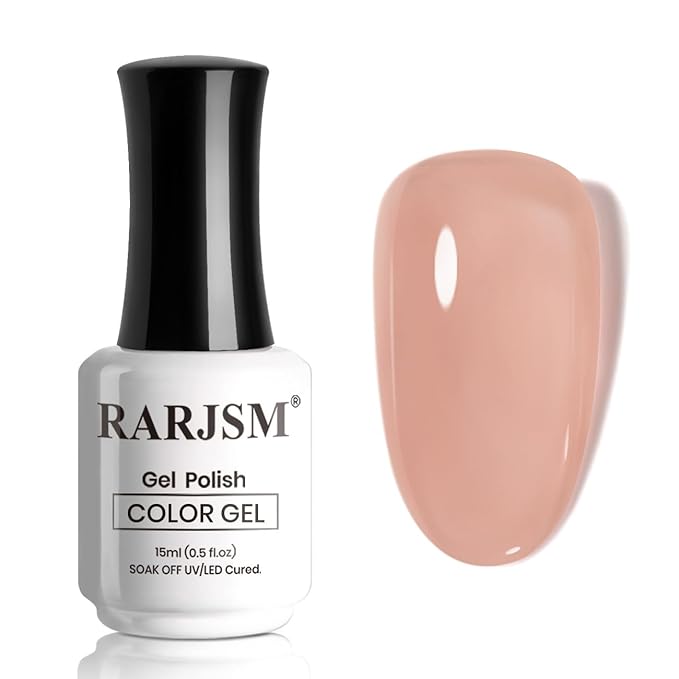 RARJSM Nude Gel Nail Polish Velvet Pink Neutral Skin Tone Sheer Jelly Gel Polish 1PC 15ml Single Bottle Cream Transparent Pink Nail Gelpolish Soak off UV LED Cured for Home Salon DIY Manicure