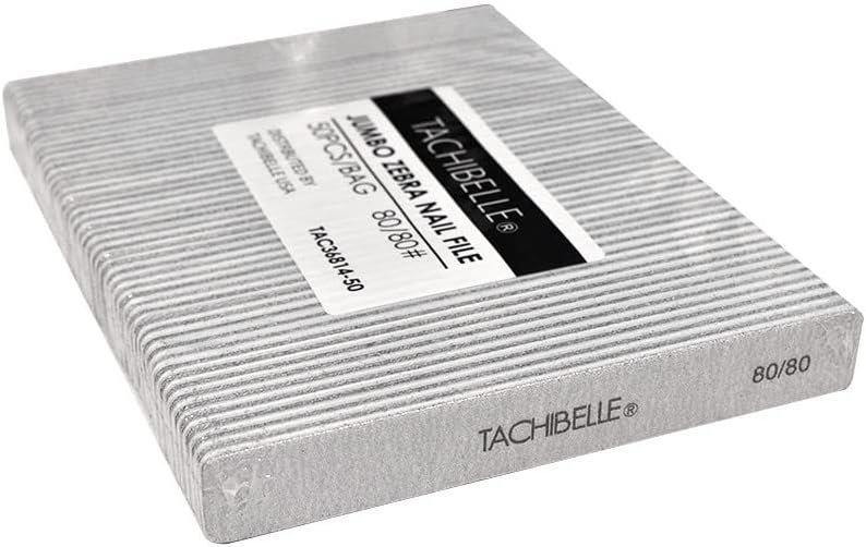 Tachibelle 50 Pcs Premium Japan Abrasive Jumbo File Washable Zebra File Nail Art Sanding Nail Files (Jumbo 80/80 Coarse)