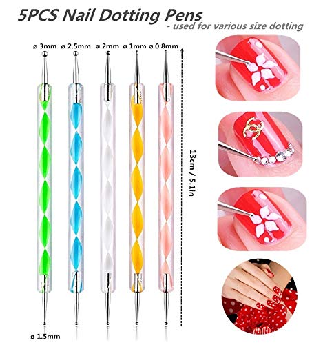 31PCS Nail Art Brushes, Nail Art Tool Set, Double Ended Nail Dotting Tools, Nail Dust Brush, Striping Nail Art Brushes for Long Lines, Nail Drawing Pen For Nail Design