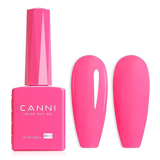 CANNI Pink Gel Nail Polish, 1Pcs Hot Pink Gel Polish Pastel Neon Bright Pink Purple Color High Gloss Soak Off U V Nail Manicure Salon DIY