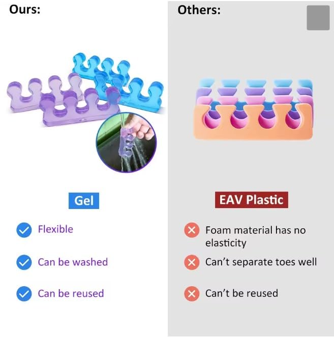 Professional Nail Art Finger and Toe Separator Set, 1 Pair, Flexible Gel Polish Holder, Manicure Pedicure Divider Tools