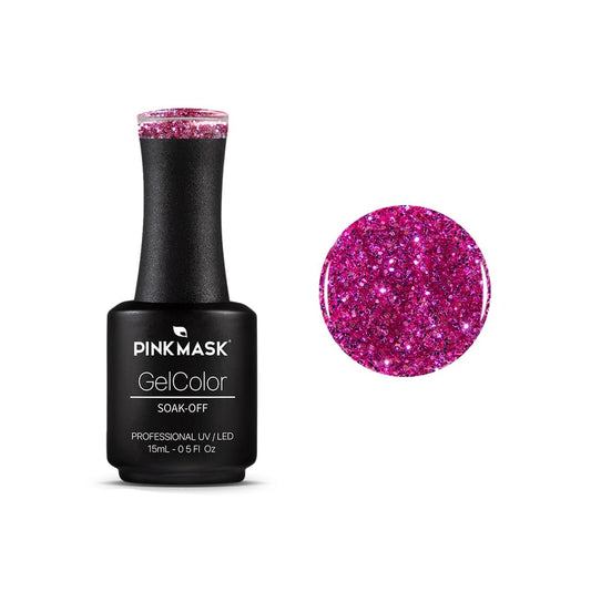 PINK MASK Gel Color Nail Polish Katy - Popstar Col. 15ml / o.5 oz - UV/LED Gel Polish, Non Wipe, Long Lasting, Soak Off Formula