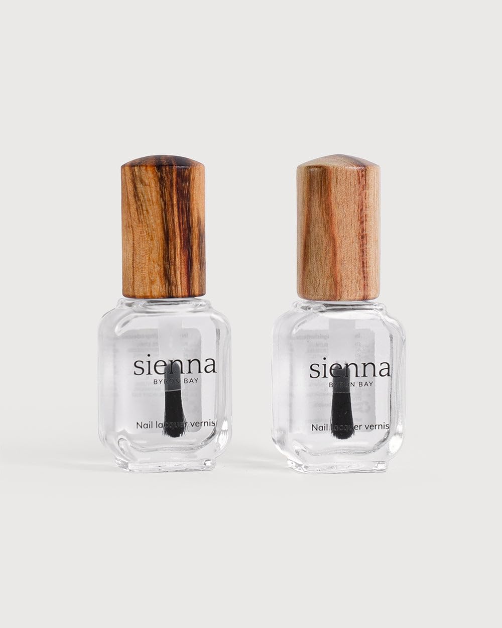 Sienna Byron Bay Essential Duo Base & Top Coat, Natural Nail Polish, Non-Toxic, Long-Lasting, Vegan & Cruelty-Free, No Nano-Particles, 10ml set – .68 fl oz.