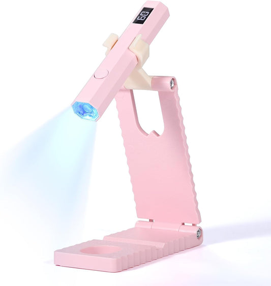 SAVILAND Essentials Handsfree LED Nail Lamp: Quick Dry Pink UV Nail Light with Foldable Stand Visible LCD 20/60s Timer Rechargeable Portable Cordless Gel Lamp Gel Tip Glue Rhinestone Decorations