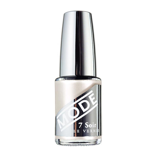 MODE Pearl Nail Polish Pure Frosted White Pearly Nail Lacquer, Long Lasting High Performance Pearlescents, Chip Resistant Strengthening Protection, Pro Wide Brush, NY Made, 7 Soir Le Vernis, Pearlina