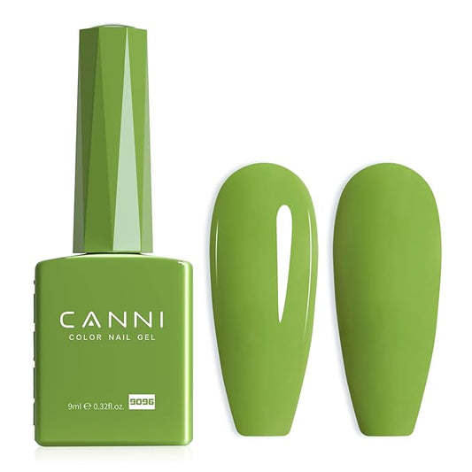 CANNI Green Gel Nail Polish, 1Pcs Pastel Lime Sage Light Green Gel Polish Bringt Mint Color High Gloss Soak Off U V French Nail Manicure Salon DIY