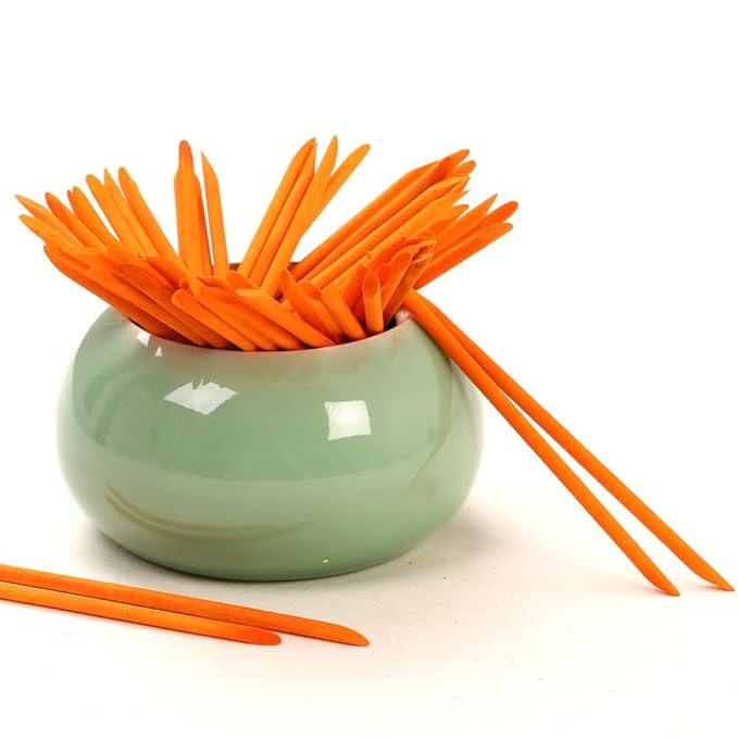 100 Pcs Orange Wood Nail Sticks Double Sided Multi Functional Cuticle Pusher Manicure Pedicure Tool for Manicure Pedicure Orange