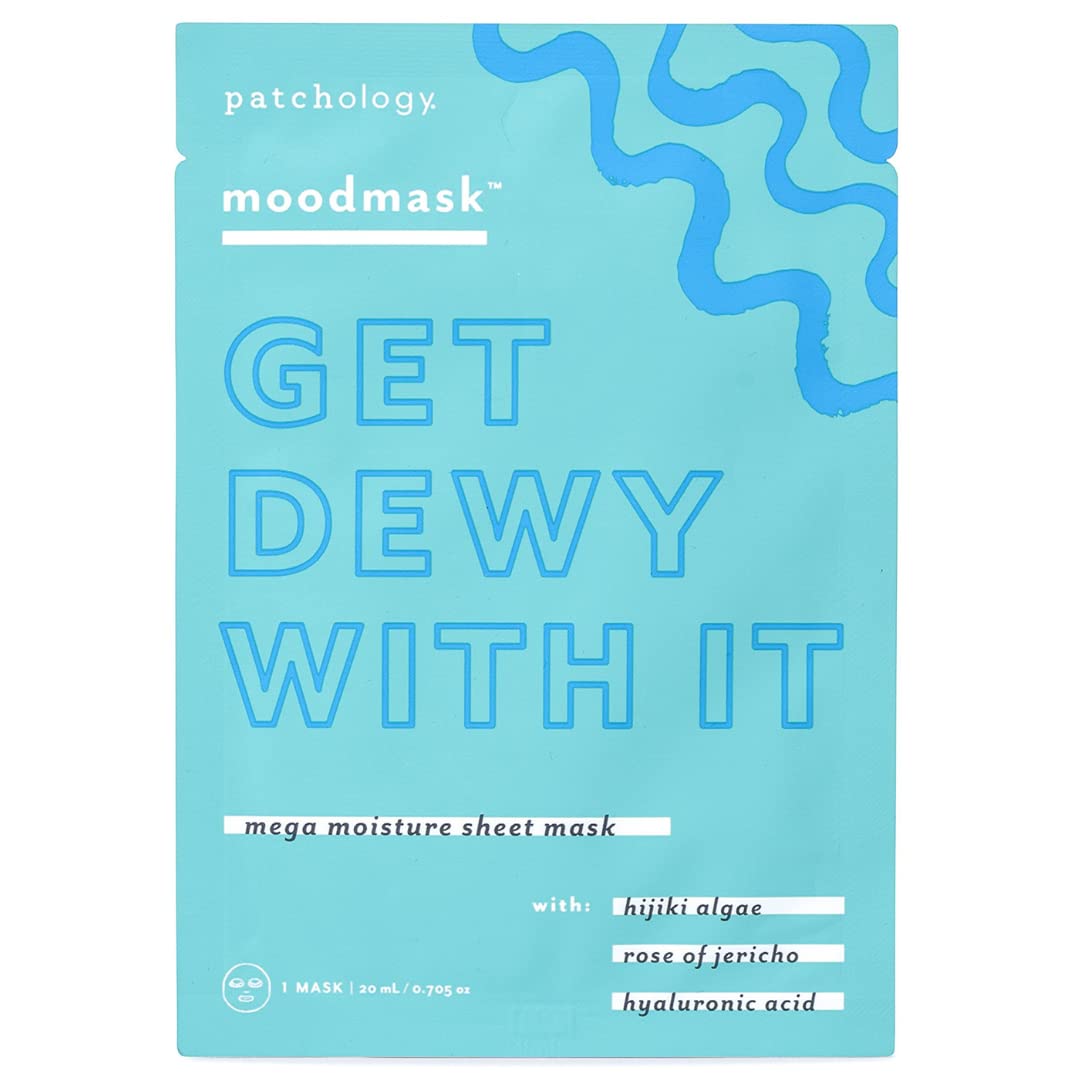 Patchology Moodmask Get Dewy With It Facial Sheet Mask - Men and Women Face Masks Skincare Sheet for Moisturizing, Hydrating, and Dewy Skin - Best Face Sheets Moisturizer (1 Count)