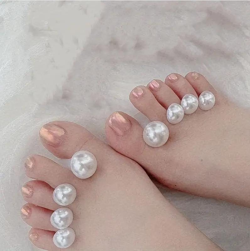 16pcs Toe Separator for Nail Polish Pedicure, Silicone Toe Spacers for Feet (Pearl)