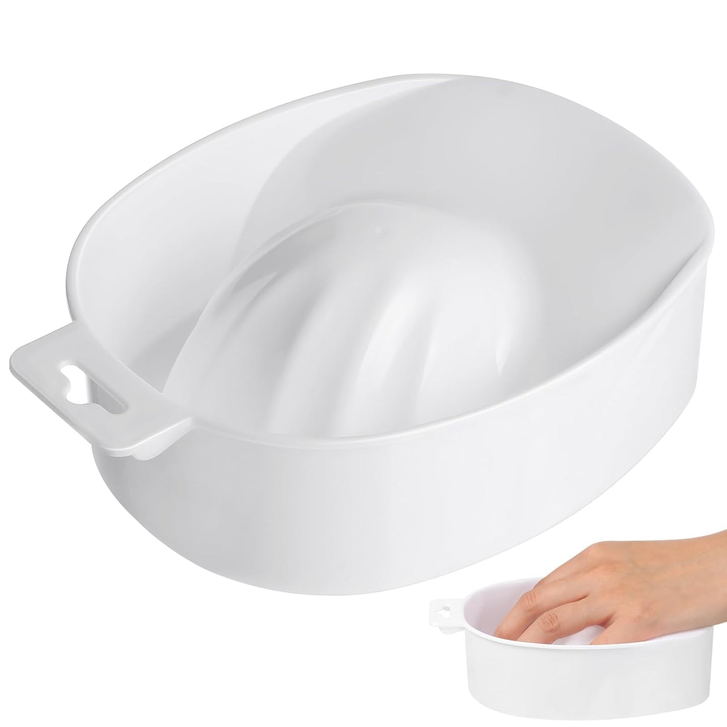 Single-Layer Nail Soaking Bowl for Manicure, Plastic Nail Removal Bowl, Hand Soaker for Cuticle Treatment, White, 6.69 X 4.80 X 1.96 Inches