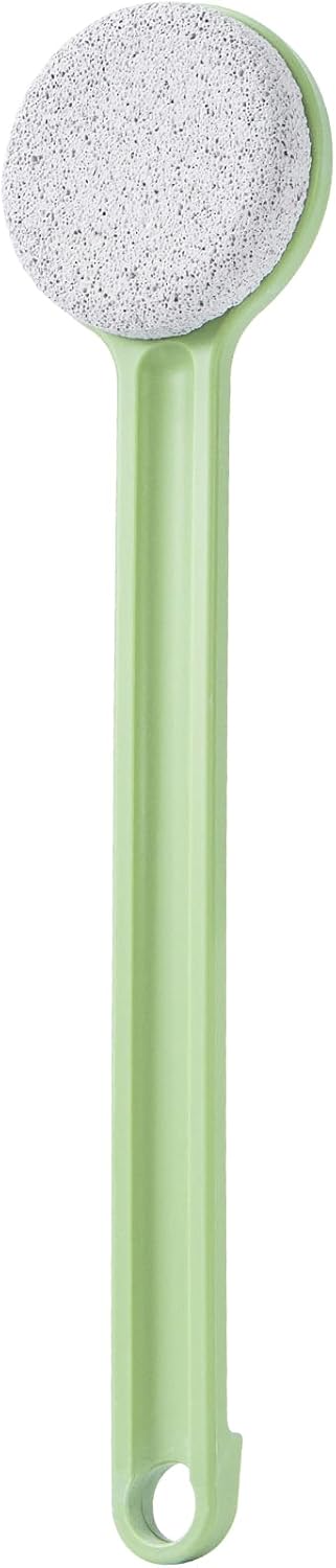 Pumice Stone for Feet with Long Handle 14", Hard Skin Callus Remover, Scrubber and Exfoliator for Dead Dry Skin, Softer & Smoother Feet, Pedicure Tool (Straight) Green