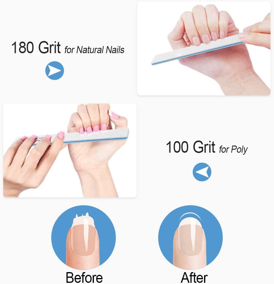 50 Pcs Nail File 100/180 Grit, Heavy Duty Nail Files for Acrylic/Natural Nails, Emery Boards for Nails, Strong Finger Nail Filler, Coarse Nail File for Home and Salon Use