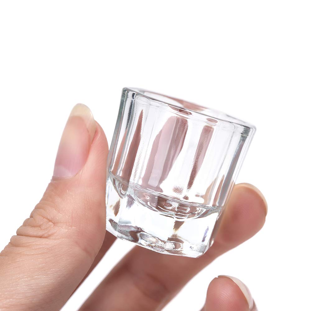 2PCS Nail Dappen Dish Acrylic Powder Holder Glass Nail Dampen Dish Liquid Cup for Acrylic Nail Clear Crystal Nail Jar(2 pcs no lid)