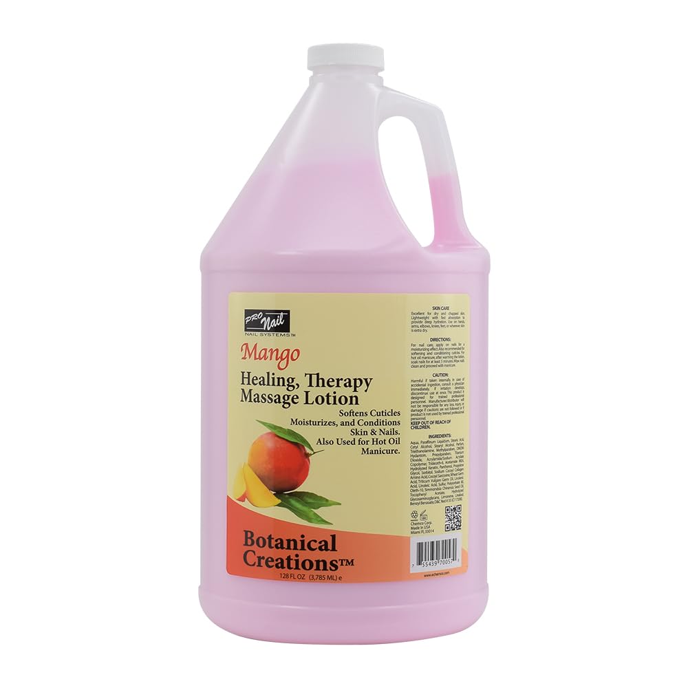PRONAIL - Healing Therapy Massage Lotion - Professional Pedicure, Body and Hot Oil Manicure, Infused with Natural Oils, Vitamins, Panthenol and Amino Acids (Mango, 1 Gallon)