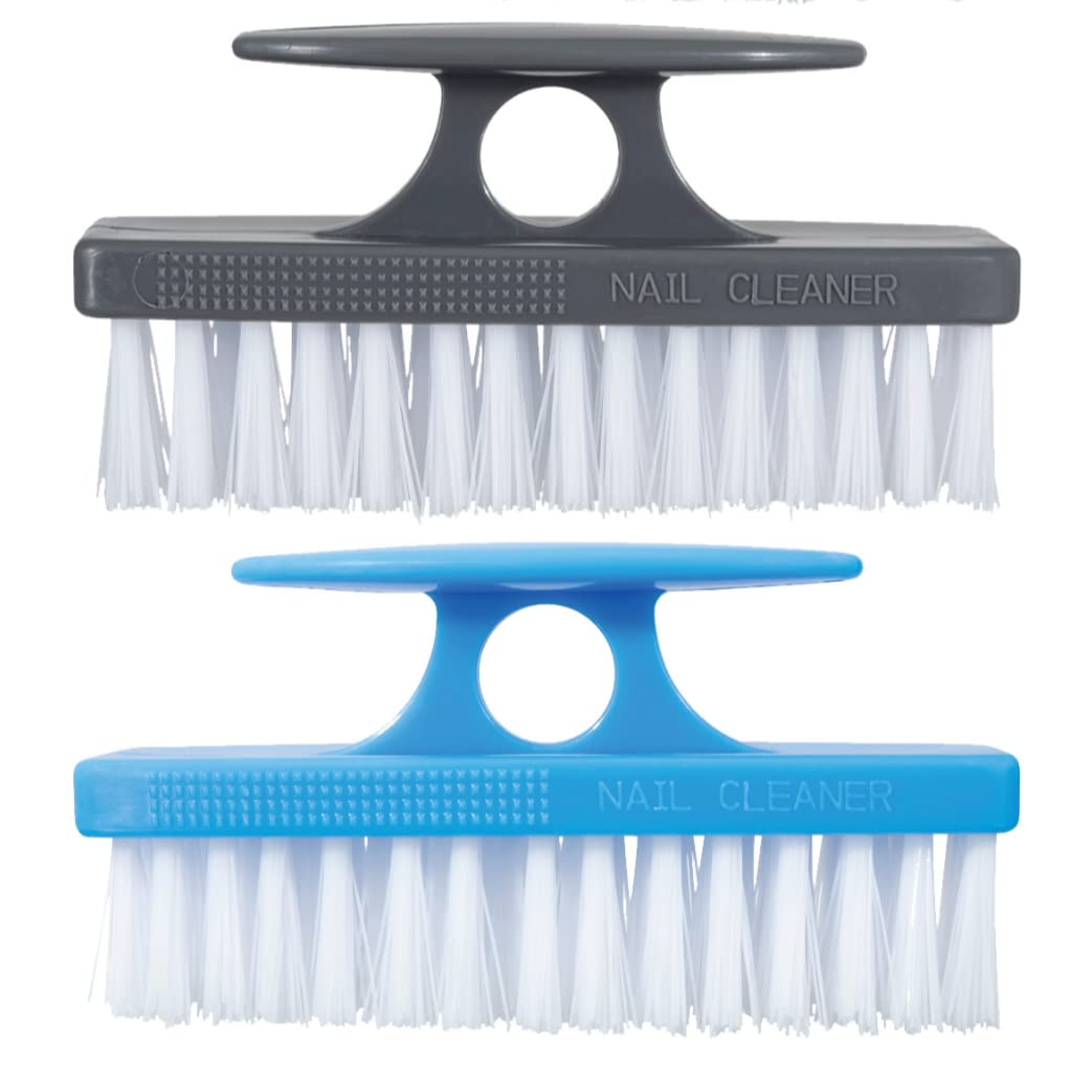 Superio Nail Brush for Cleaning Fingernails, Nail Scrubber Brush, Toe Foot Hands Fingernail Brush Cleaner- Small Scrub Brush- All-Purpose Stiff Cleaning Brush for Home, Kitchen, Work, (2, Blue/Black)