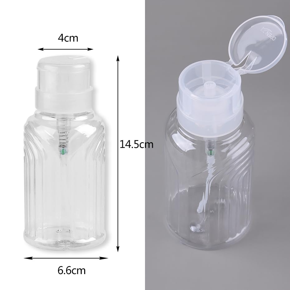 Nail Polish Remover Pump Push Down Pump Dispenser 500Pcs Lint Free Nail Wipes Pump Bottles for Liquids Eye Makeup Remover Pump Push Down Alcohol Dispenser Empty Clear Bottle