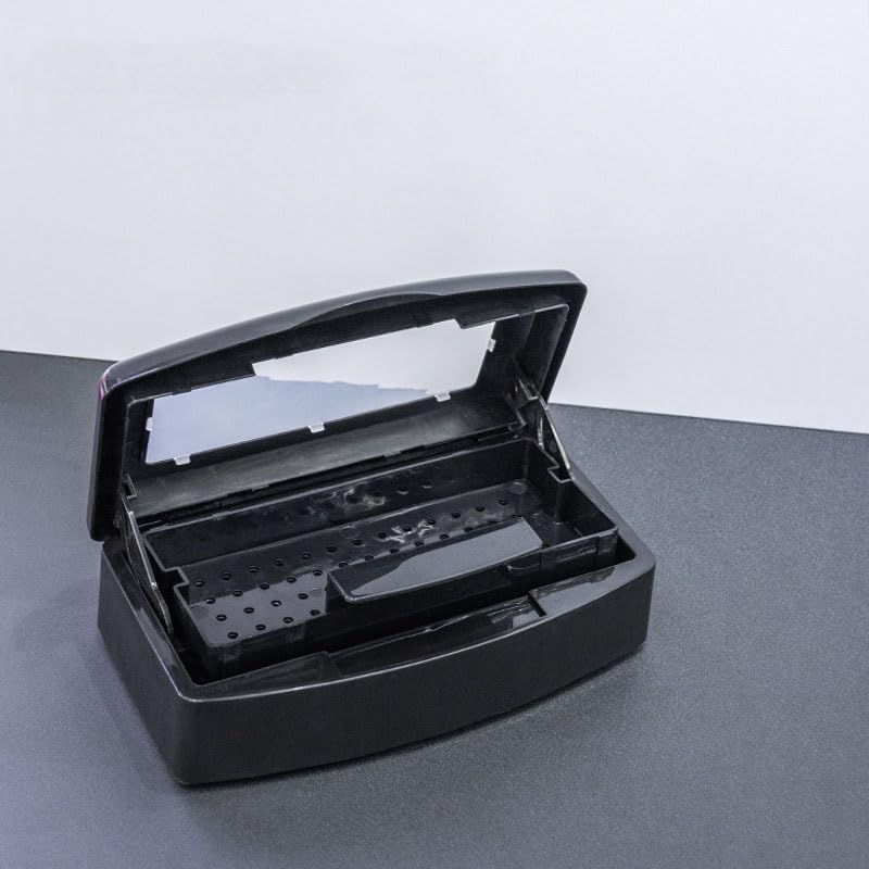 Nail Tool Sterilizers Plastic Nail Art Tray,Clean Box Storage Organizer for Nail,Tweezers, Cutter Manicure Equipment-Nail Art Tool (black)