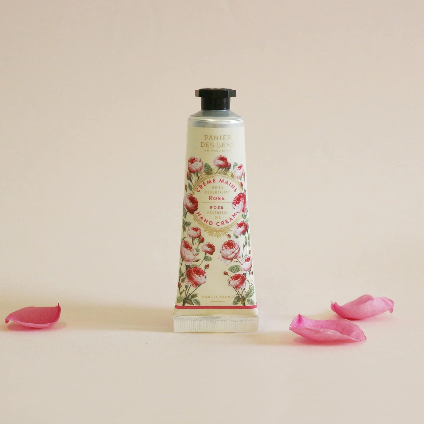 Panier des Sens - Small Hand Cream for Dry Cracked Hands - Rose Mini Hand Lotion for Dry Skin - With Shea Butter and Olive Oil - Hand Care 97% Natural Ingredients - Travel Size 1 floz
