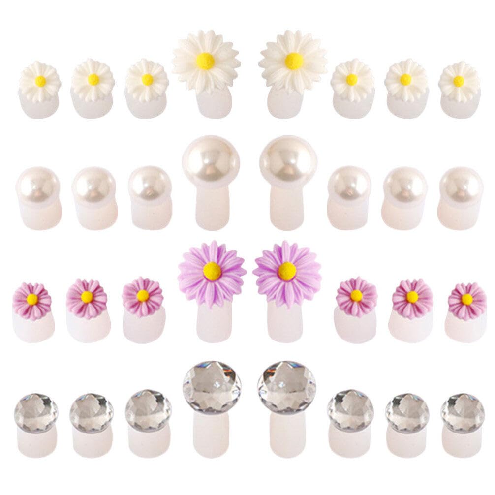 32Pcs Silicone Toe Separators Daisy Toe Separator Daisy Flower Toe Spacers Gel Rubber Toe Stretcher Pedicures for Women Nail Art Pedicure Manicure
