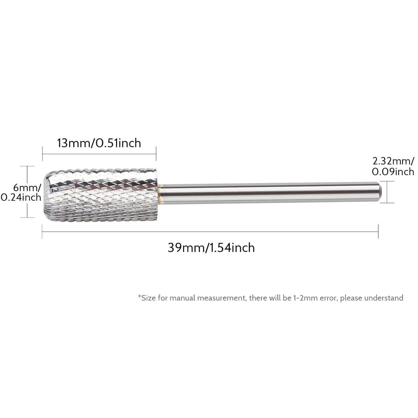 QUNZHAO Nail Drill Bits Dust proof bit Tungsten Steel Fast remove Acrylic or Hard Gel 3/32" Shank - Manicure, Nail Art, Drill Machine (Fine-F, Silver)