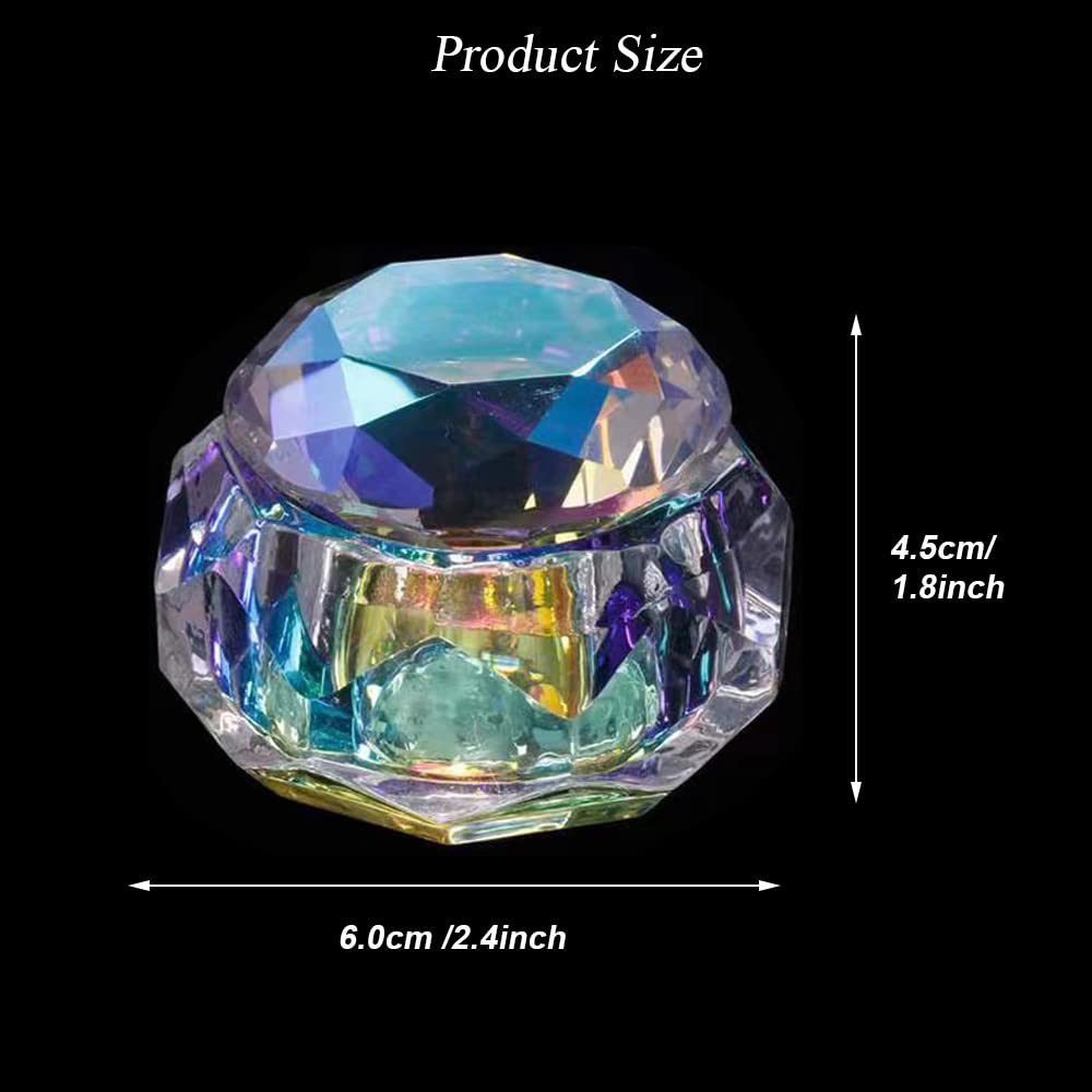 Nail Dappen Dish with Lid, ForSewian Crystal Glass Nail Monomer Dampen Dish Holder for Nail Acrylic Liquid & Powder