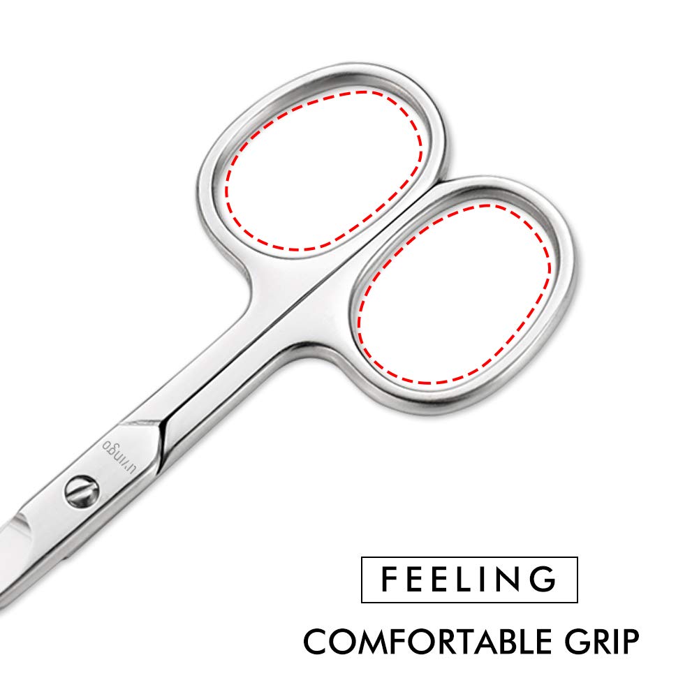LIVINGO Premium Manicure Nail Scissors Multi-purpose Stainless Steel Cuticle Pedicure Beauty Grooming Kit for Eyebrow, Eyelash, Dry Skin Curved Blade 3.5 inch