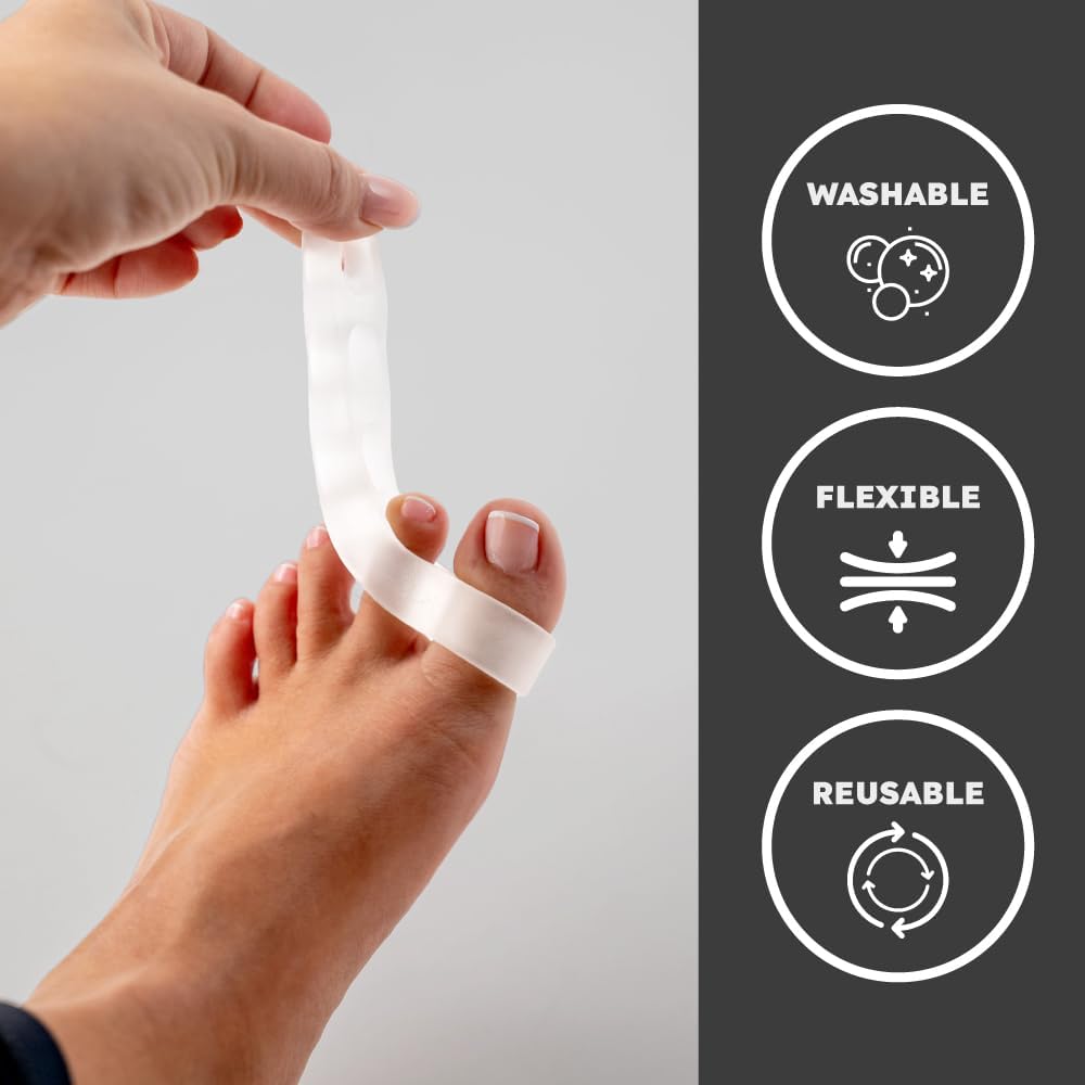 Awesome Toes Spacers & Separators Kit – Fast Relief for Hammertoe & Bunions | Includes Toe Stretch Band, Individual Toe Spacers & Full Toe Spacers for Walking, Running, & Yoga Practice | Large