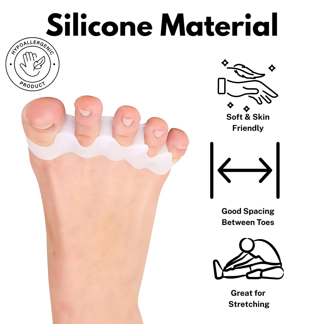 6 Pcs Silicone Toe Separators & Toe Spacers for Men & Women Gel Toe Separators for Overlapping Toes Bunions & Bent Toes Toe Spreader & Toe Stretcher for Alignment, Pain Relief Balance & Relaxation